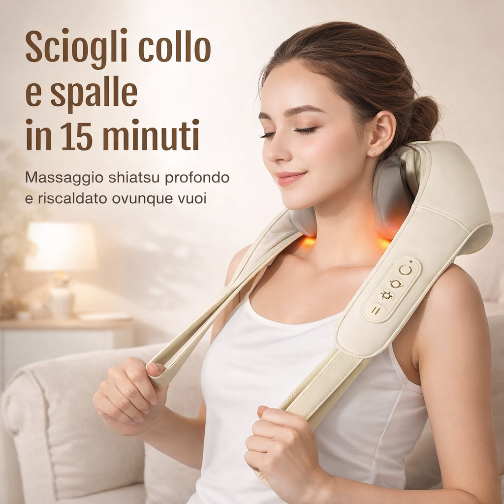 Massaggiatore Cervicale Shiatsu 4 in 1 senza fili