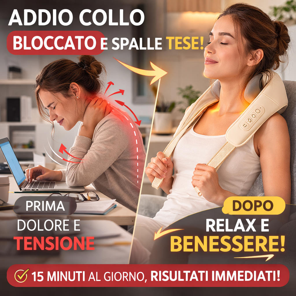 Massaggiatore Cervicale Shiatsu 4 in 1 senza fili