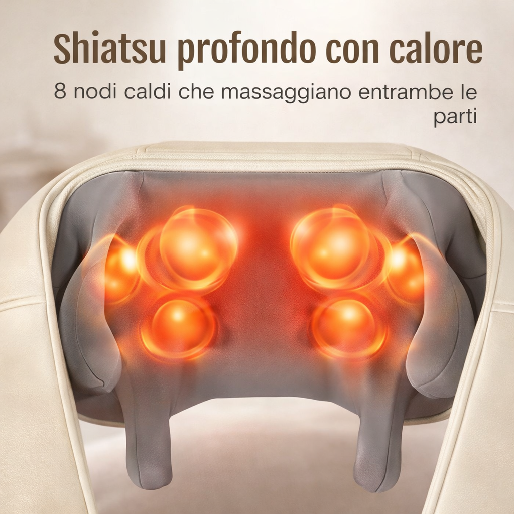 Massaggiatore Cervicale Shiatsu 4 in 1 senza fili